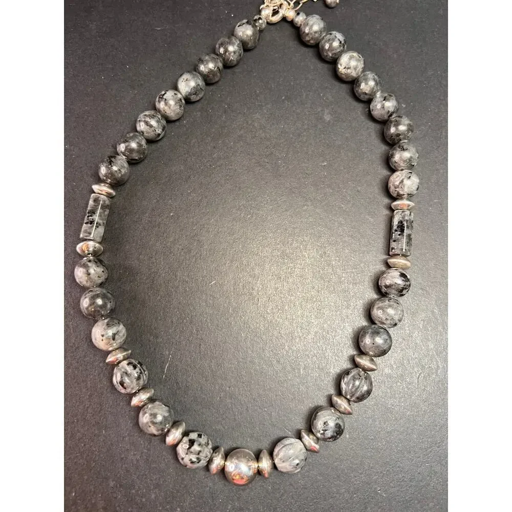 NEW Larvakite and sterling silver necklace